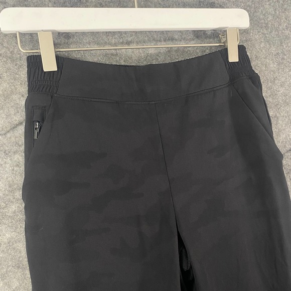 Athleta Brooklyn Jogger Pants 2 Black Camo Lined High Rise Tapered Stretch - Picture 6 of 16